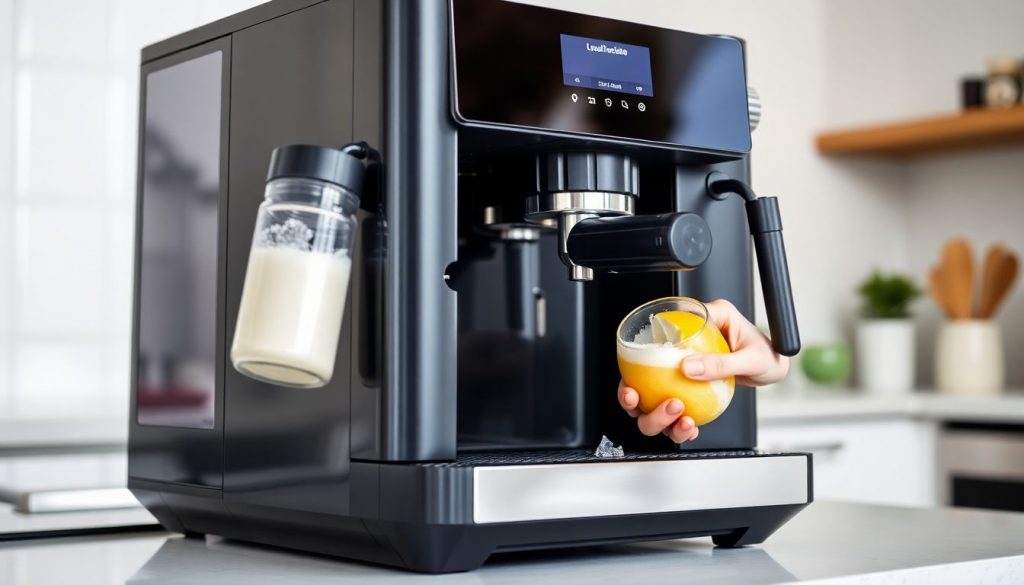 Kaffeevollautomat wird schonend mit Zitronensäure entkalkt, um Schäden am Brühsystem zu vermeiden