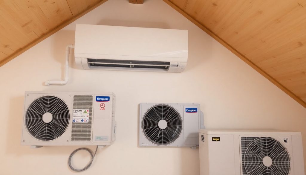 Vergleich von Split-Klimaanlage und Monoblock-Gerät in einer Dachgeschosswohnung mit Fokus auf Installation und Energieeffizienz