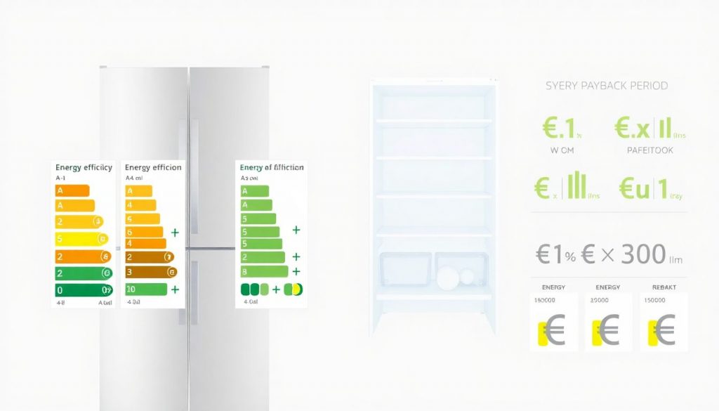 Kühl-Gefrierkombination mit Energieeffizienzklassen A und A+++ im Vergleich, Amortisationsberechnung über 3 Jahre