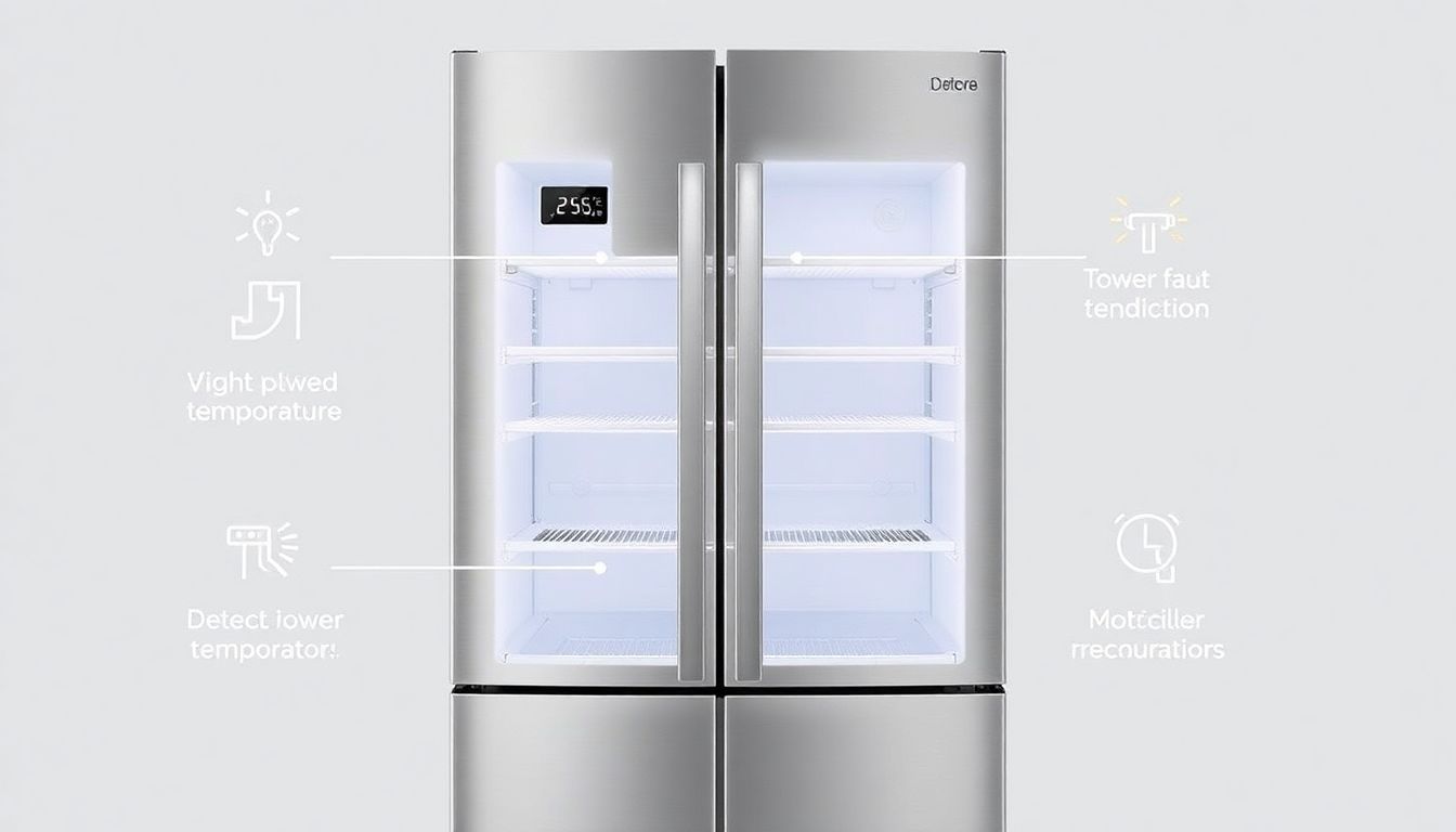 Kühl-Gefrierkombination mit smarten Temperatursensoren, die vor Stromausfall und Defekten warnen.