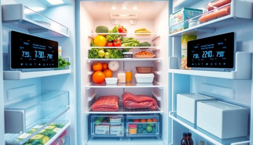 Moderner Kühlschrank mit optimaler Temperaturverteilung für verschiedene Lebensmittel