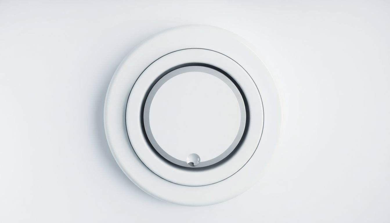Detailed close-up of a dual-flush toilet button or an efficient showerhead, showcasing water-saving technology.