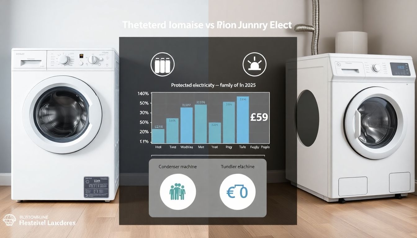 Grafischer Vergleich der Stromkosten einer Waschmaschine mit Wärmepumpe und eines Kondensationstrockners für einen 4-Personen-Haushalt im Jahr 2025.