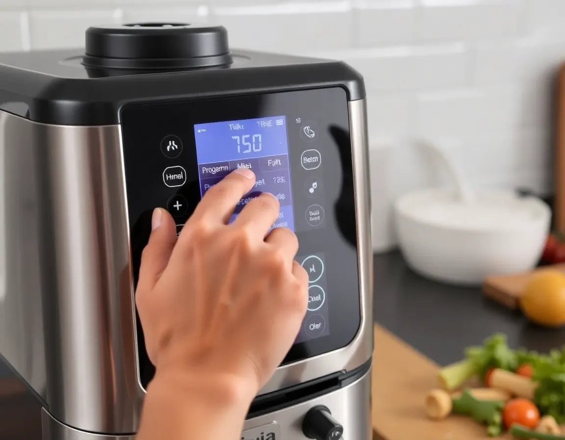 Bedienung des digitalen Displays einer Ninja Heißluftfritteuse
