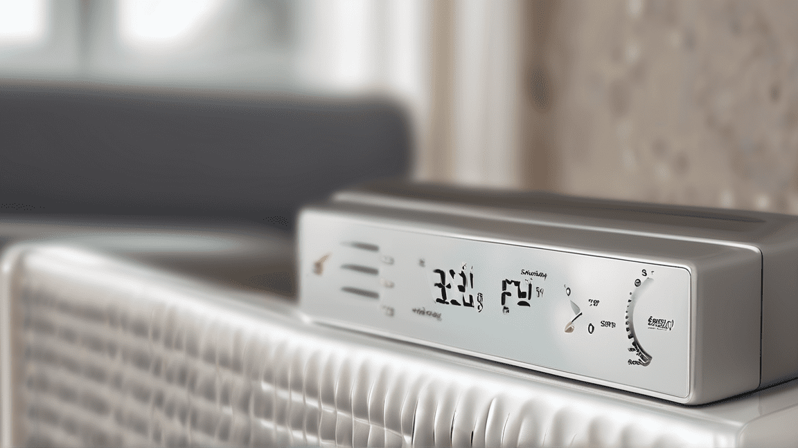 Mann testet smartes Thermostat an Fußbodenheizung.