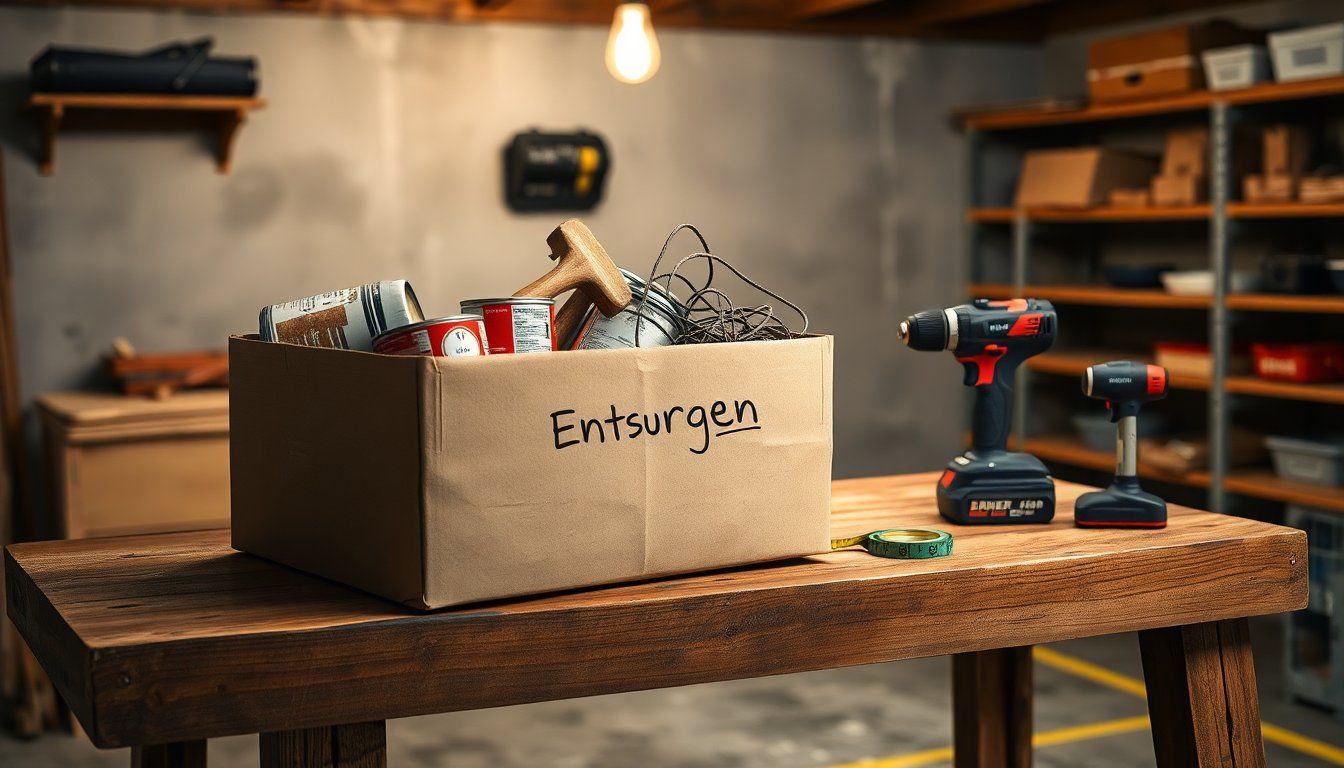 Den Werkzeugkeller entrümpeln: Alte Farbdosen, kaputtes Werkzeug und ungenutzte Materialien entsorgen