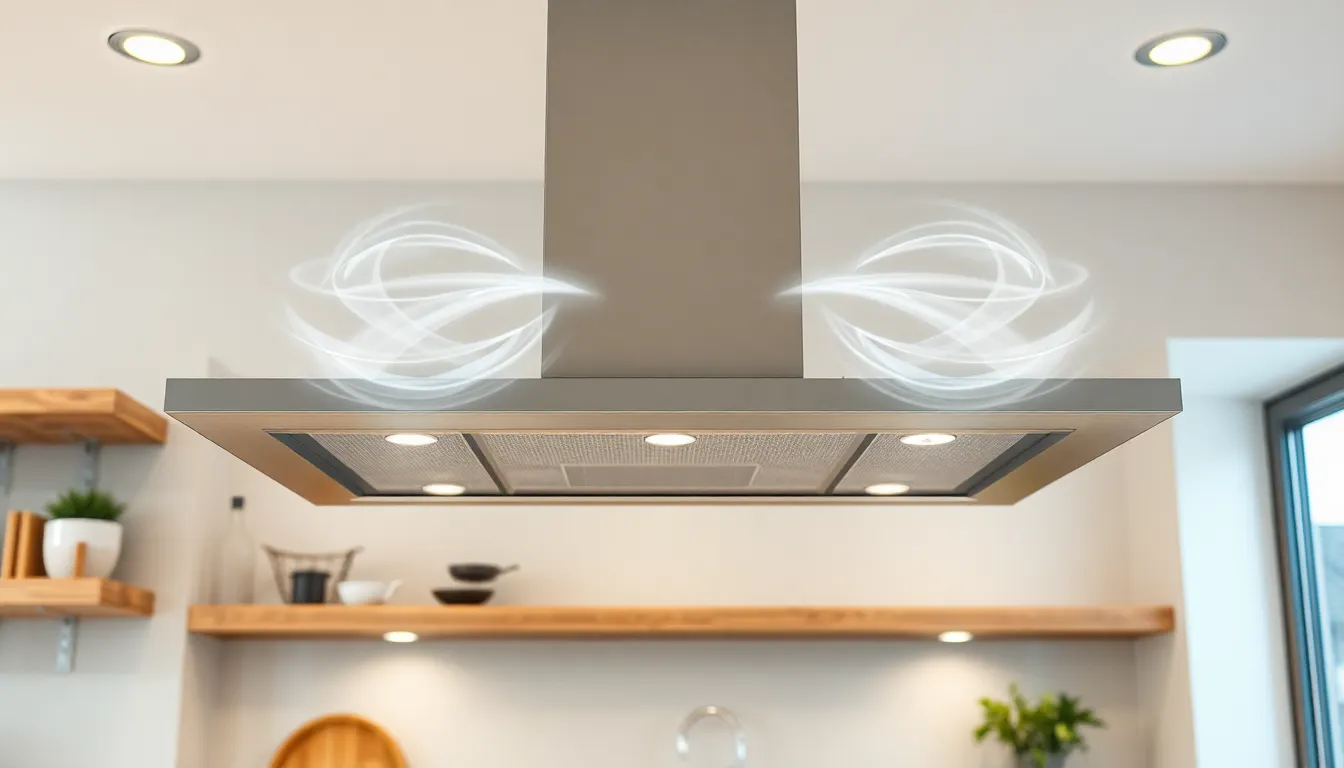 Vergleich von Abluft- und Umluftbetrieb bei einer Dunstabzugshaube in einer modernen Küche