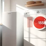 Moderner Ablufttrockner in einer Haushaltsumgebung mit visueller Darstellung des Energieverbrauchs.