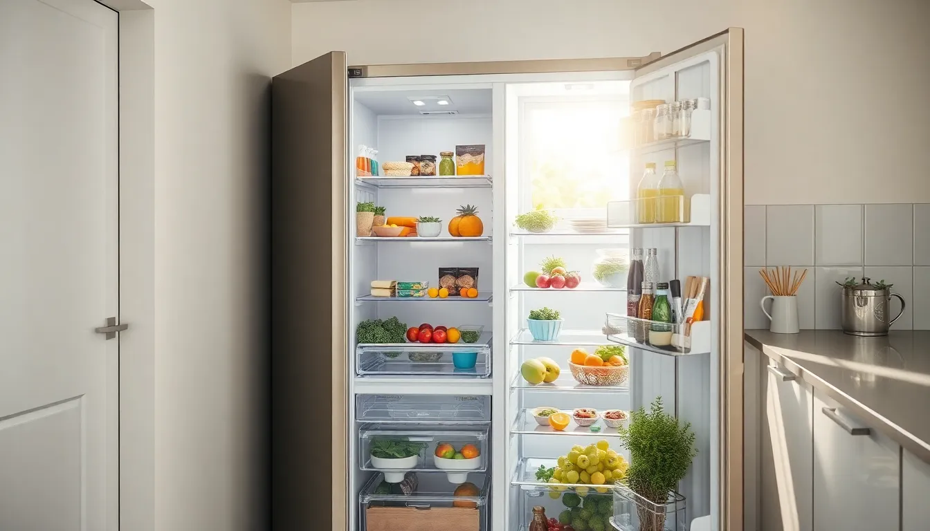 Moderner energiesparender Kühlschrank mit A+++ Label in einer hellen Küche