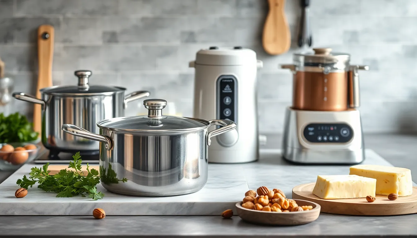 Spezielle Küchengeräte zum Sprühen, Reiben und Fräsen auf einer Arbeitsplatte