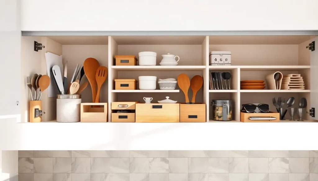 Perfekt organisierte Schublade mit sortierten Gegenständen in passenden Aufbewahrungsboxen