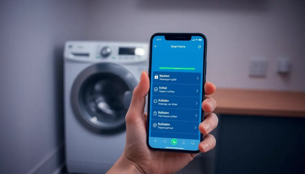 Smartphone zeigt Smart-Home-App zur Automatisierung von Haushaltsgeräten