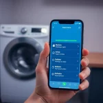 Smartphone zeigt Smart-Home-App zur Automatisierung von Haushaltsgeräten