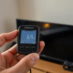 Energiemessgerät misst den Standby-Verbrauch eines Fernsehers