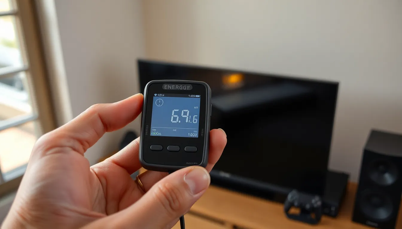 Energiemessgerät misst den Standby-Verbrauch eines Fernsehers