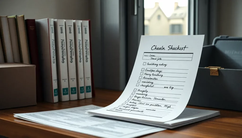 Handgeschriebene Ausmist-Checkliste neben geordneten Gegenständen