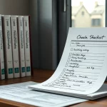 Handgeschriebene Ausmist-Checkliste neben geordneten Gegenständen