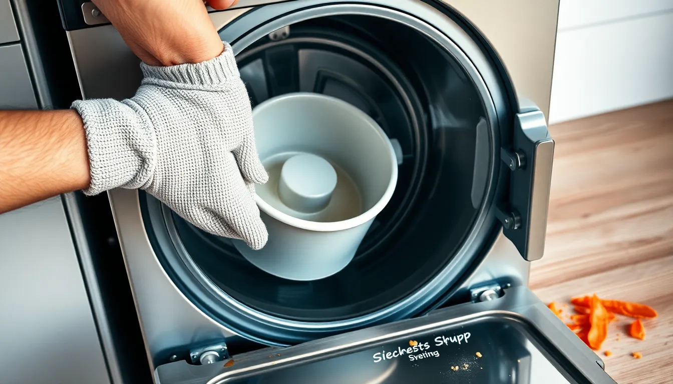 Reinigung des Siebkorbes einer Spülmaschine bei Verstopfung