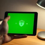 Tablet zeigt Sicherheitseinstellungen für Smart-Home-Geräte