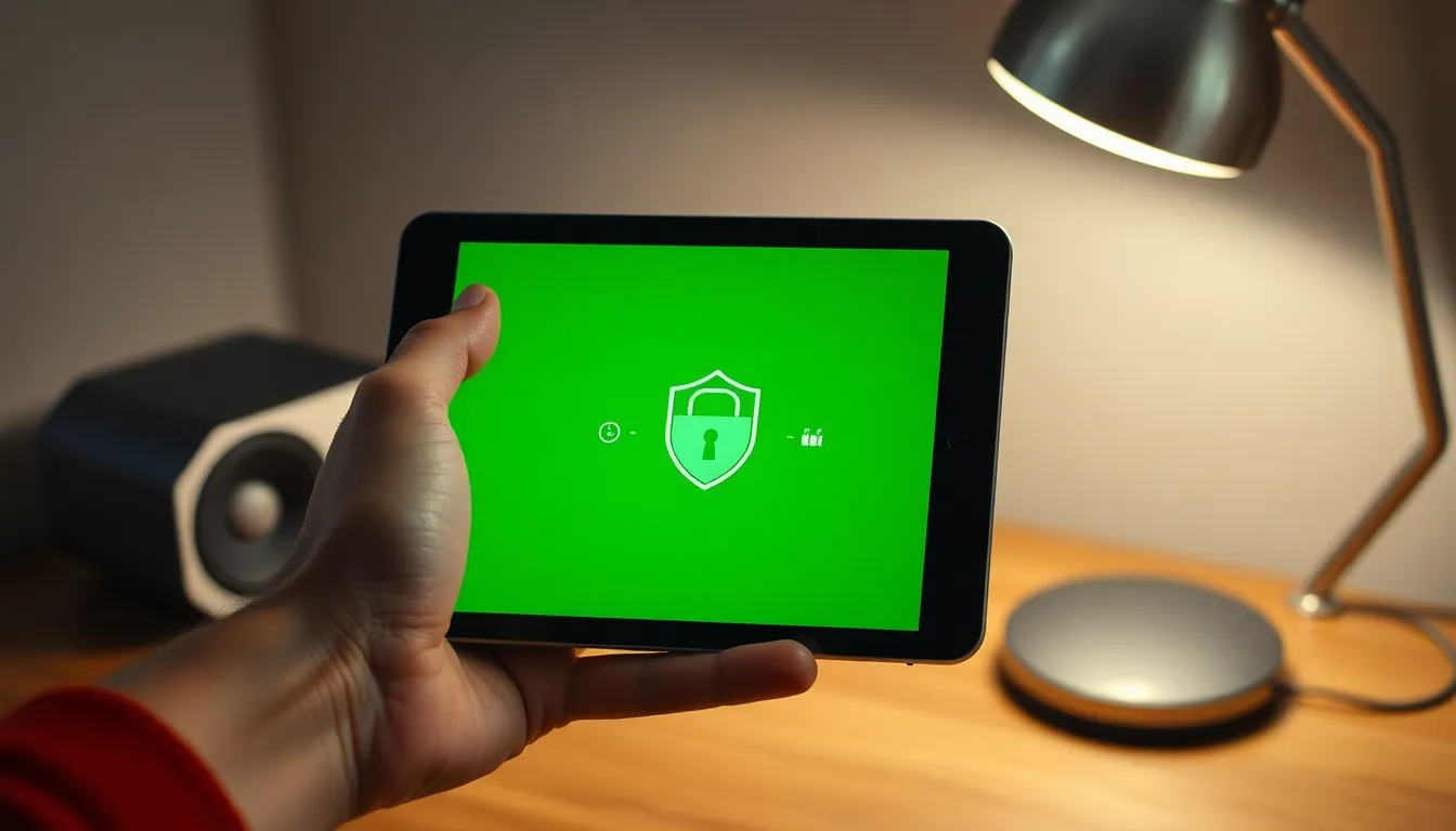 Tablet zeigt Sicherheitseinstellungen für Smart-Home-Geräte