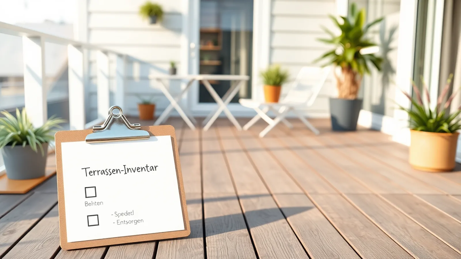 Terrasse Inventarliste Entscheidungsregeln behalten spenden entsorgen – Titelbild